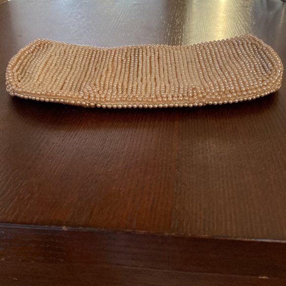 Vintage Le Jule Japan Ivory Beaded Zip Clutch Evening Party Holiday Bag - Picture 3 of 6